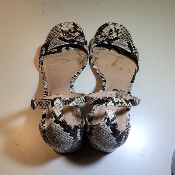 ALDO SNAKE SKIN BLOCK HEEL ANKLE STRAP OPEN TOE WOMEN"S SANDAL - Picture 8 of 16